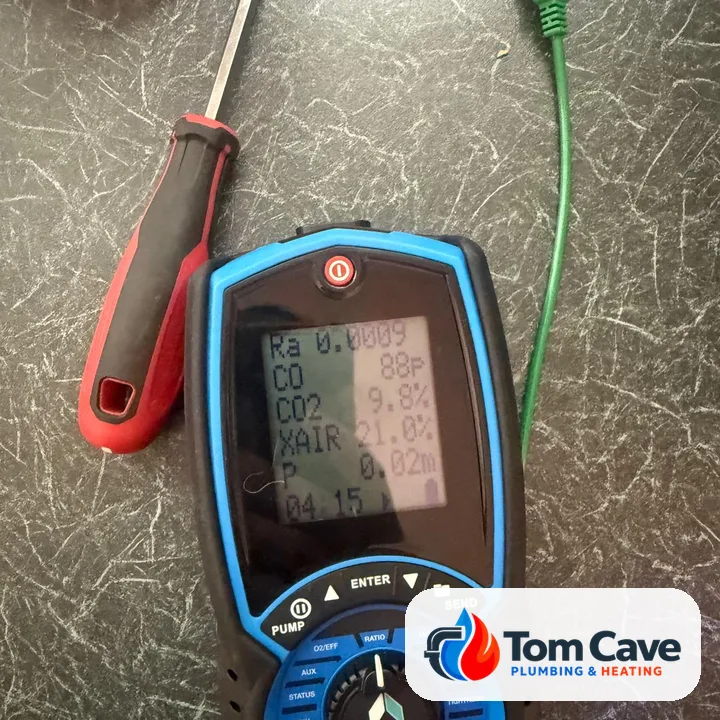 Flue gas analyser reading after the service
