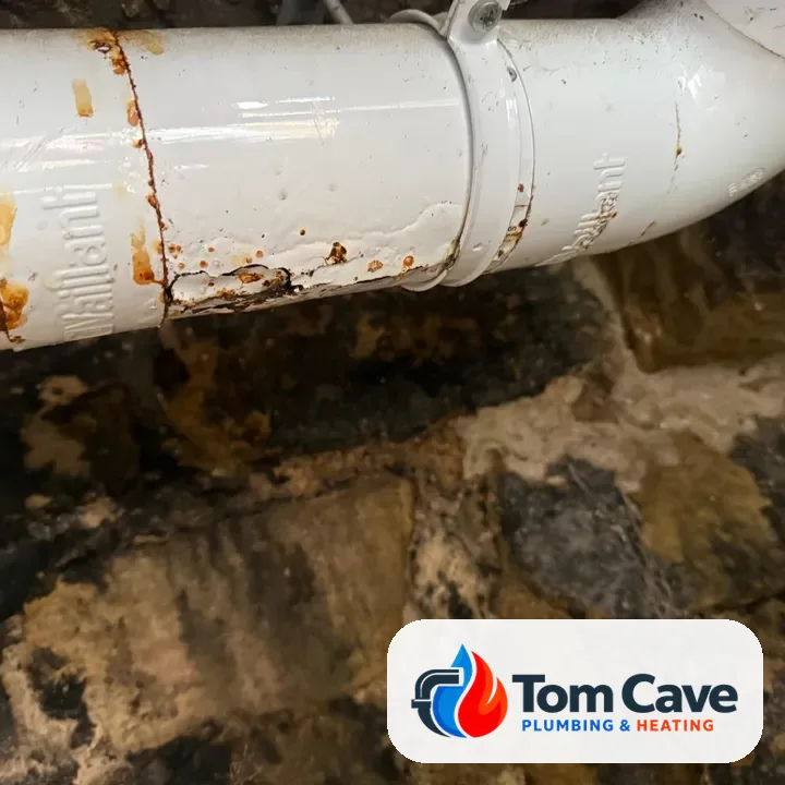Before: heavy rust and corrosion at the joints of the old Vaillant flue